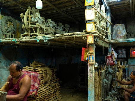 Kumortuli's clay idol making