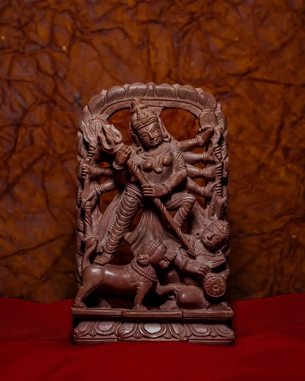 Indian Sone Sculpture of Mahishasuramardini Durga