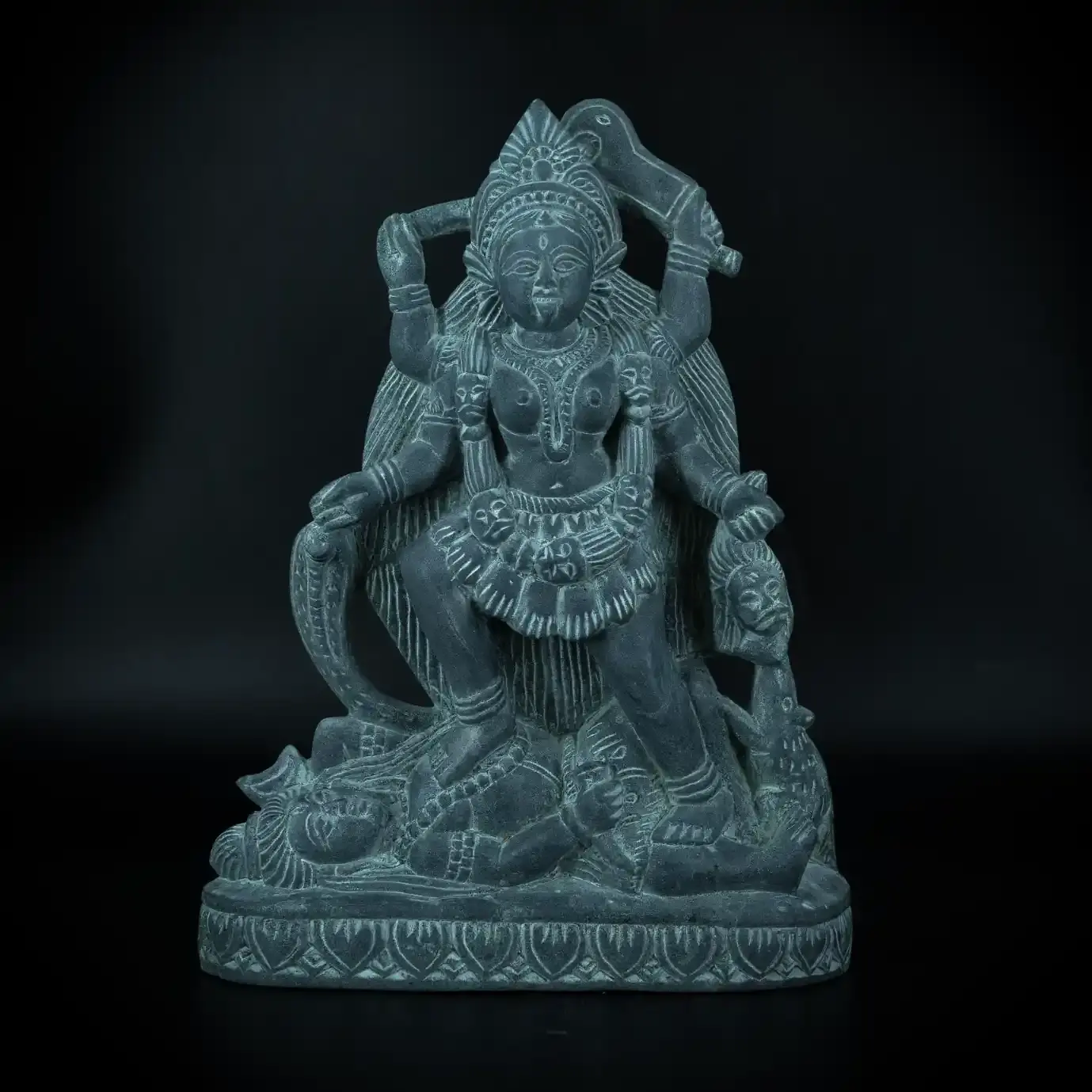 HAND SCULPTED BENGALI SHYAMA KALI MURTI – INDIAN STONE SCULPTURE | BUY ONLINE