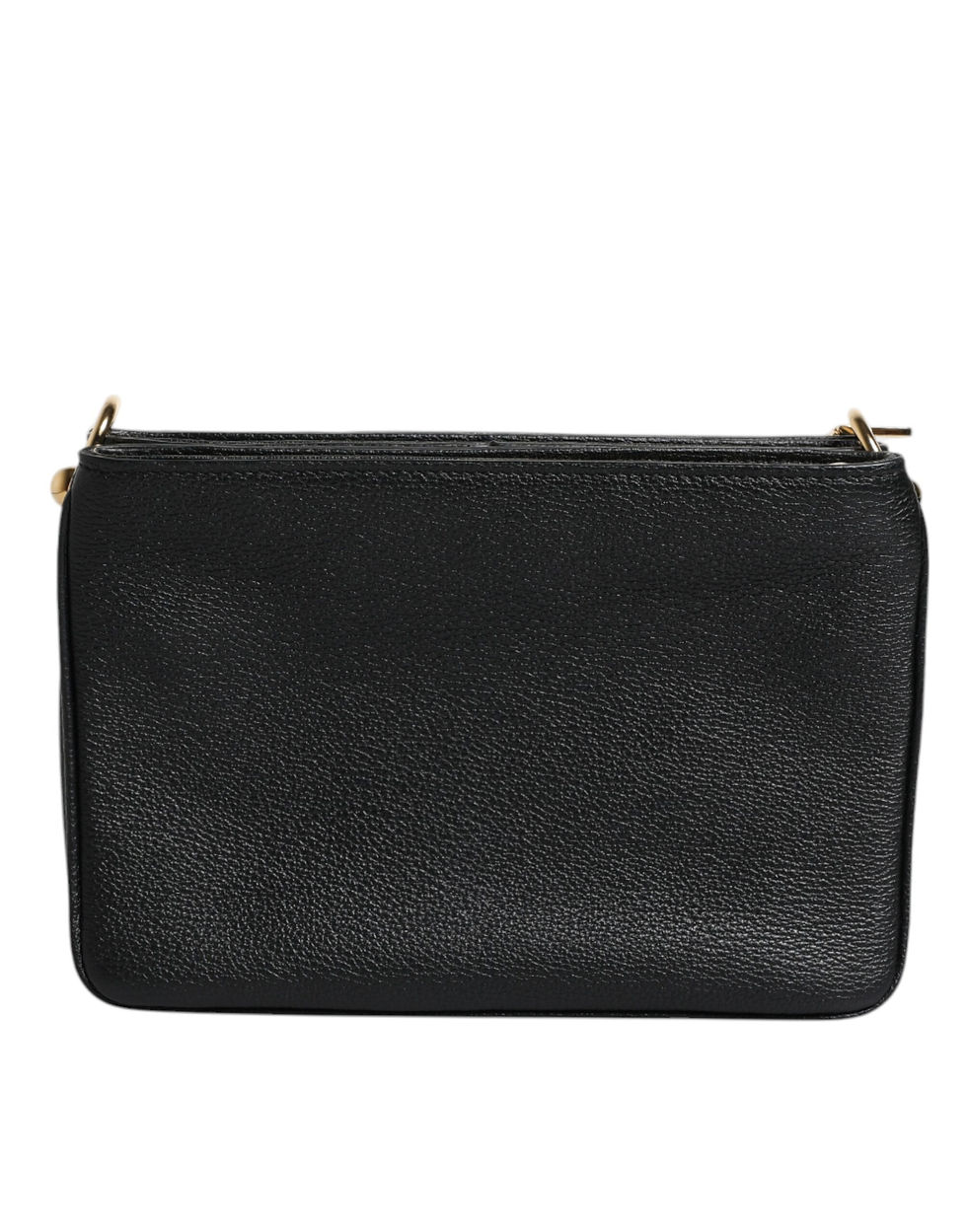 Thumbnail: Black Grain Leather Logo Plaque Clutch Bag