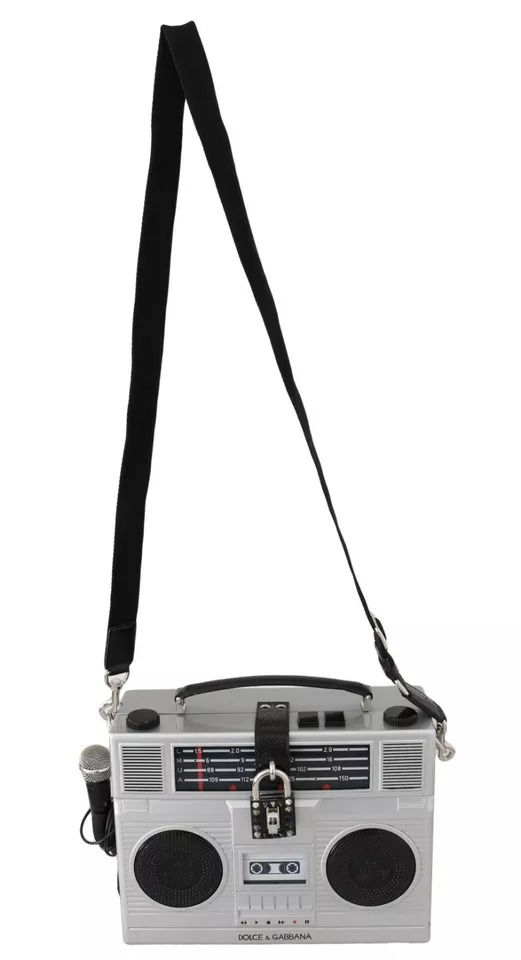 Thumbnail: Silver Retro Radio Boombox Limited Edition Handmade Wood Bag