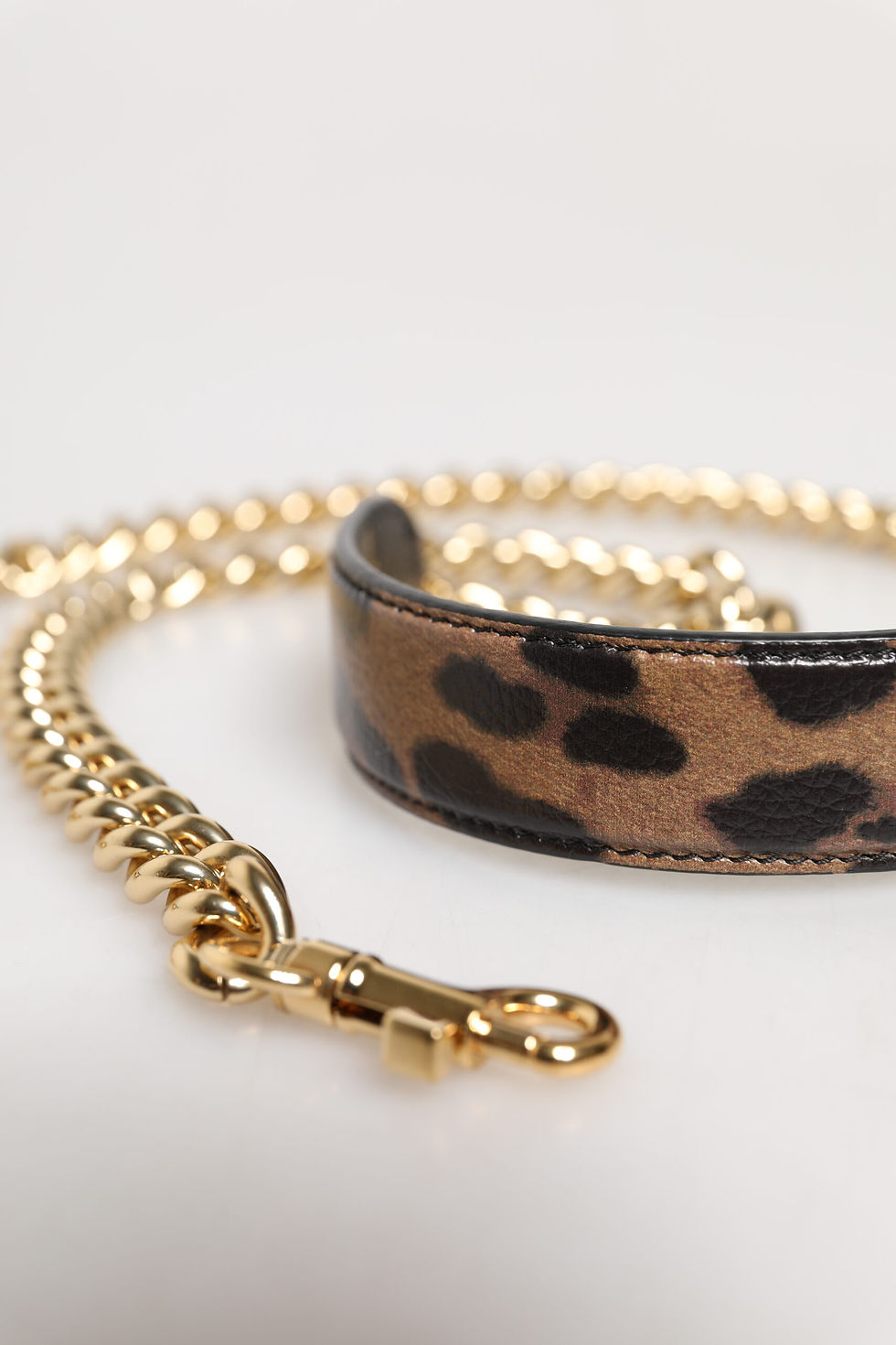 Thumbnail: Brown Leopard Gold Brass Chain Accessory Shoulder Strap