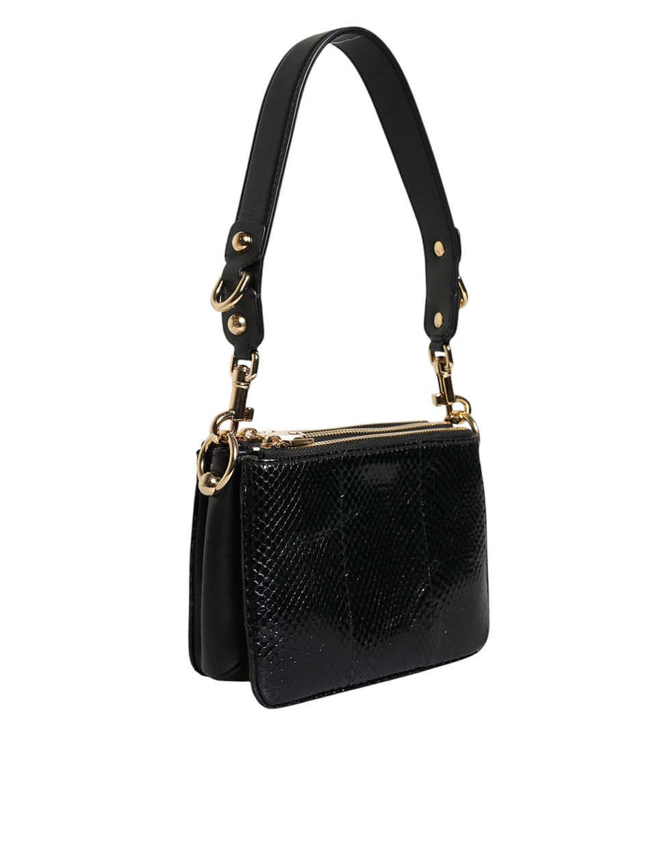Thumbnail: Black Exotic Leather Shoulder Sling Clutch Bag