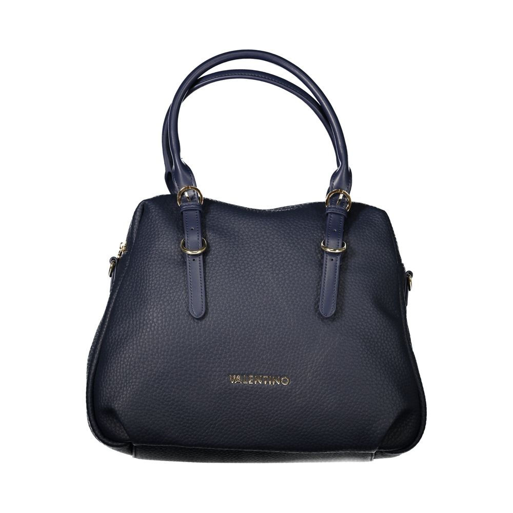 Blue Polyurethane Women Handbag
