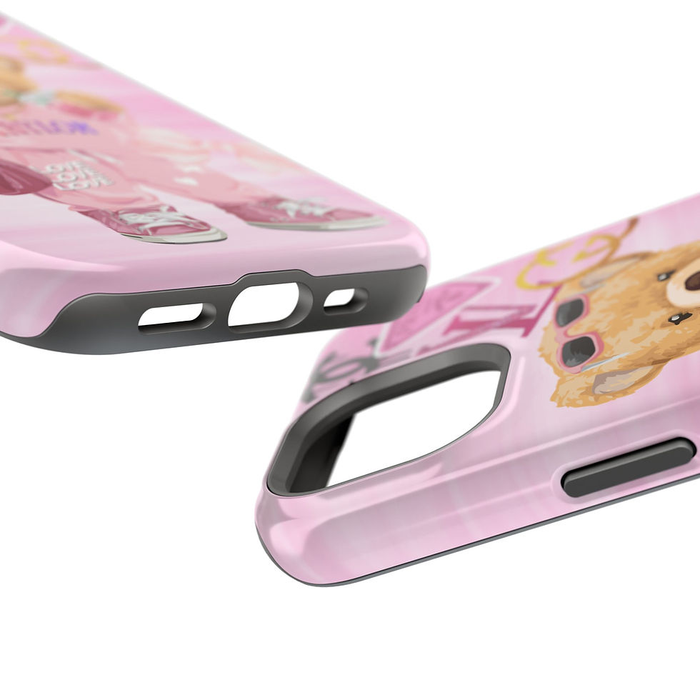 Thumbnail: Pink Preppy Teddy Bear Designer Logo Impact Phone Case — Personalized