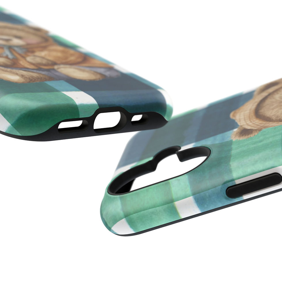 Thumbnail: Cute Teddy Bear Plaid Phone Case — Impact-Resistant iPhone Cover