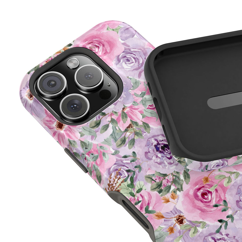 Thumbnail: Floral Watercolor Impact-Resistant Phone Case — Pink & Lavender Rose Design