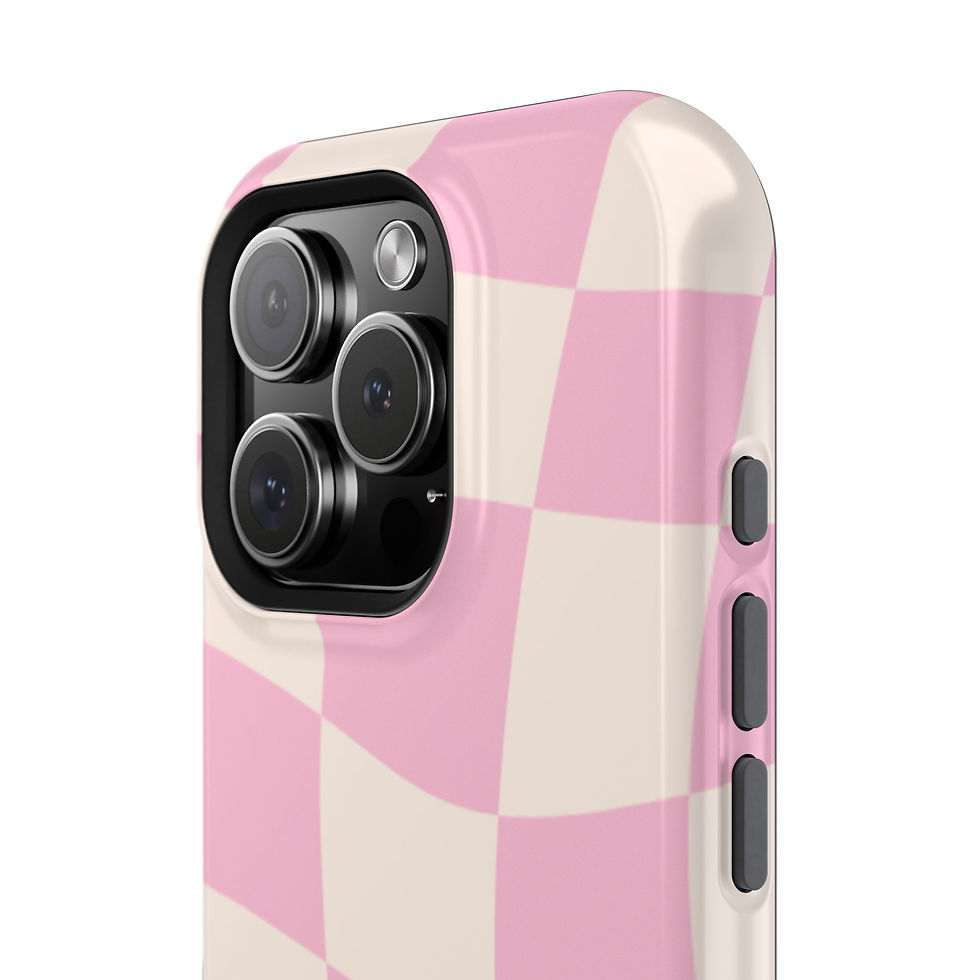 Thumbnail: Pink Wavy Checker Phone Case — Impact-Resistant Protective Cover