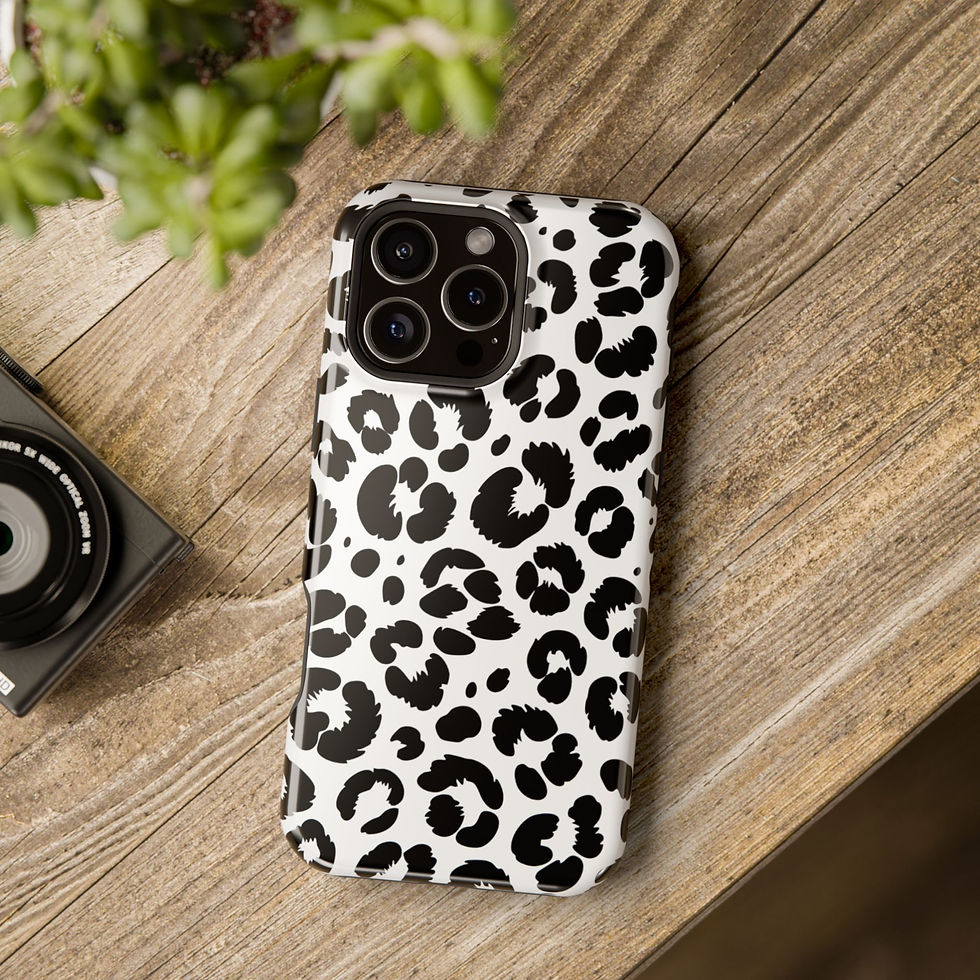Thumbnail: Leopard Print Impact-Resistant Phone Case — Black & White Animal Pattern
