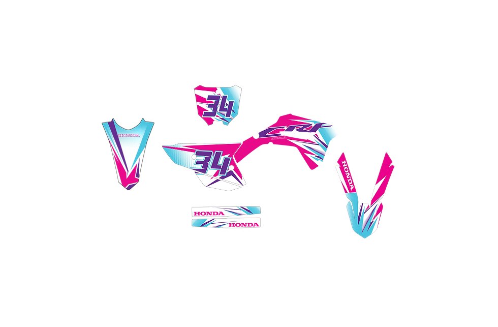 KIT DECO COMPLET 250/450 CRF BLEU-ROSE