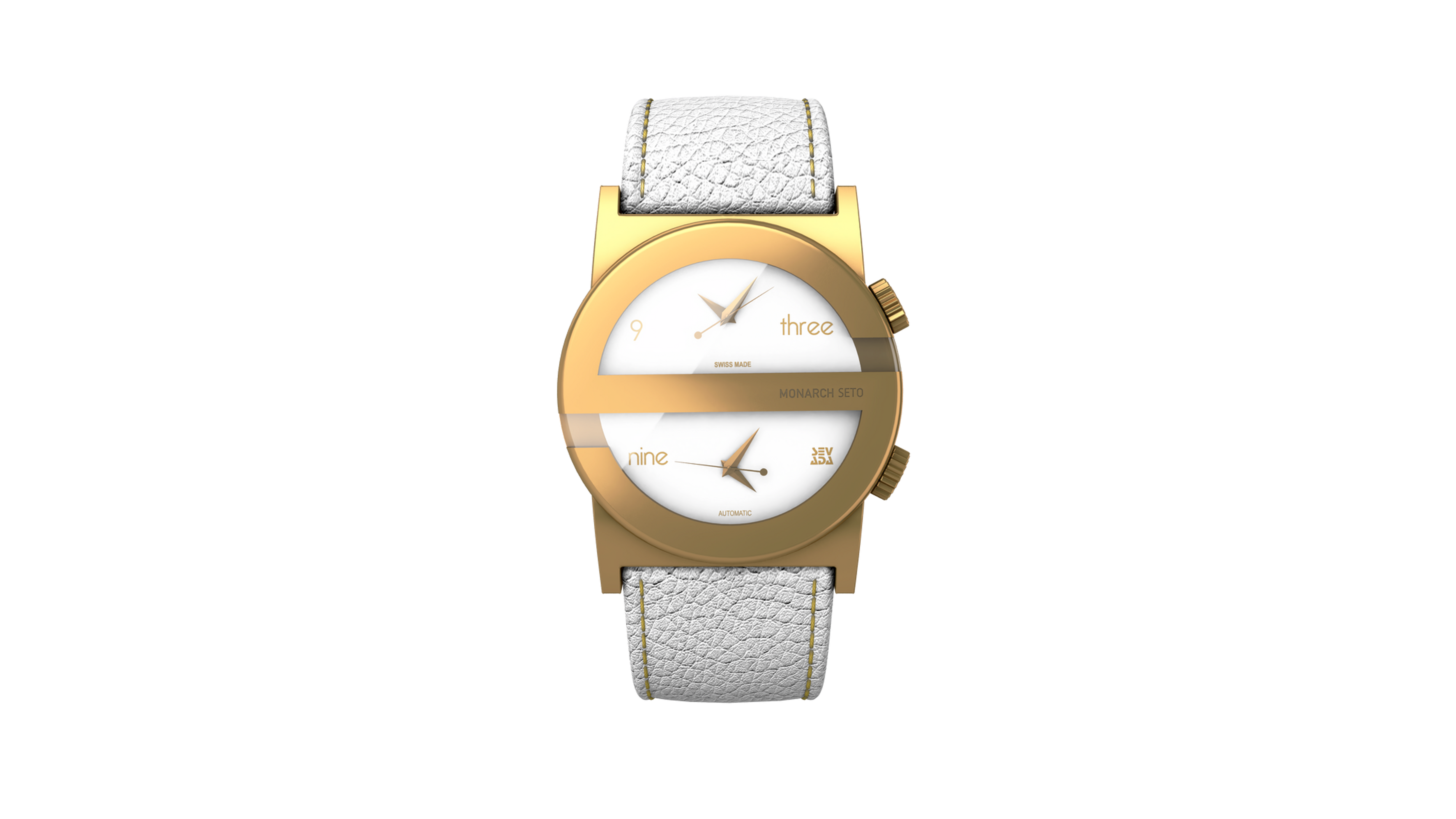 SVD | Monarch Seto / Gold / White Dial /White Leather Strap