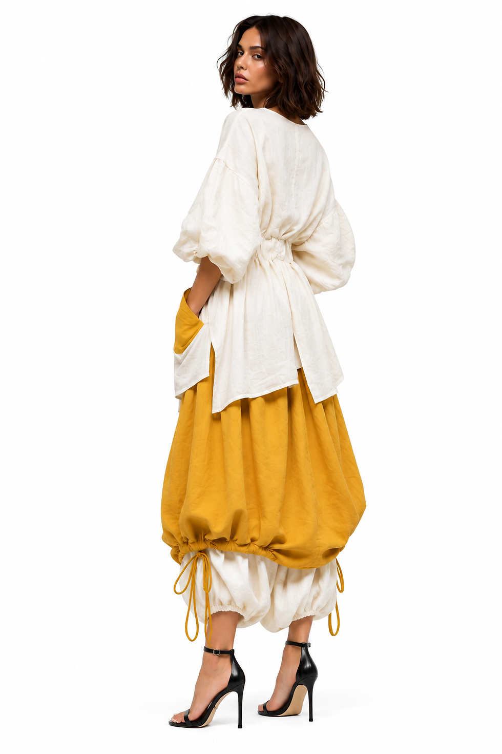 Thumbnail: Sevada Santi / Agat / Layered Drawstring Linen Dress / 20