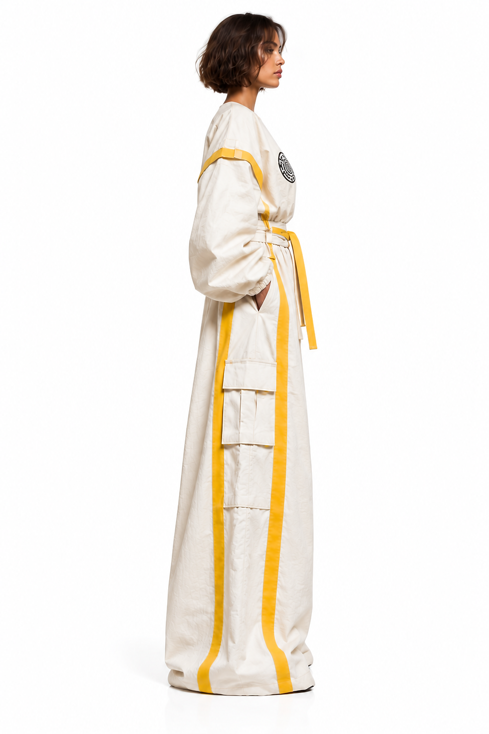 Thumbnail: Sevada Santi / Agat / Ivory Utility Set with Sun-Yellow Lines / 9