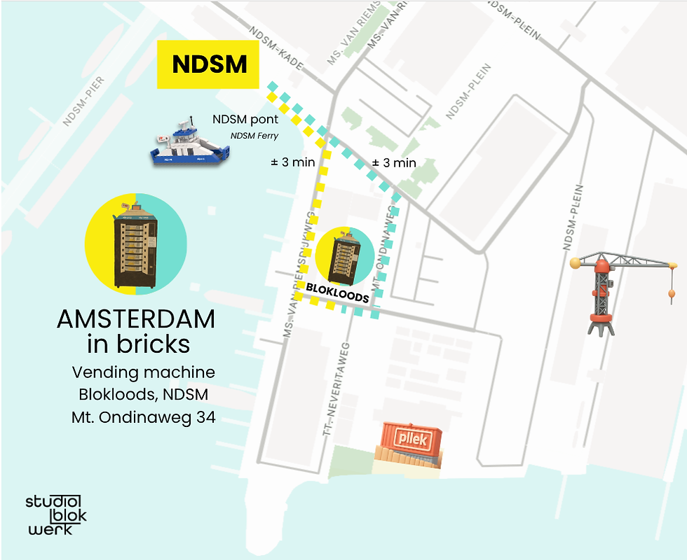 Kaart voor Amsterdam in Bricks LEGO vendingmachine