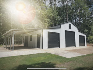 A barn style building with covered storage