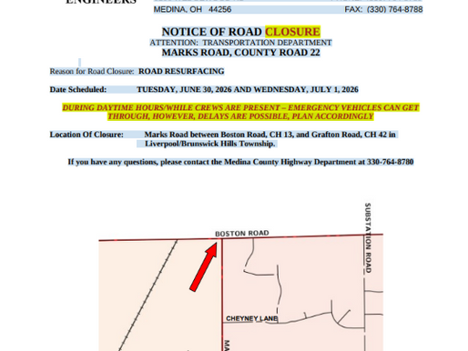 Public Notice: Road Closure Marks Road, July 7th & 8th, b/w Boston Rd. & Grafton Rd. for road resurfacing