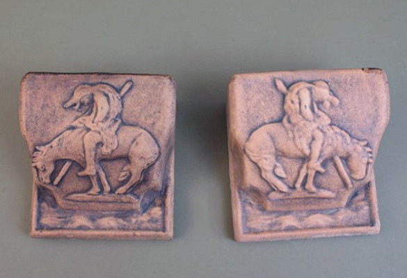Pair of Cal Art Pottery "End of the Trail" Corbels