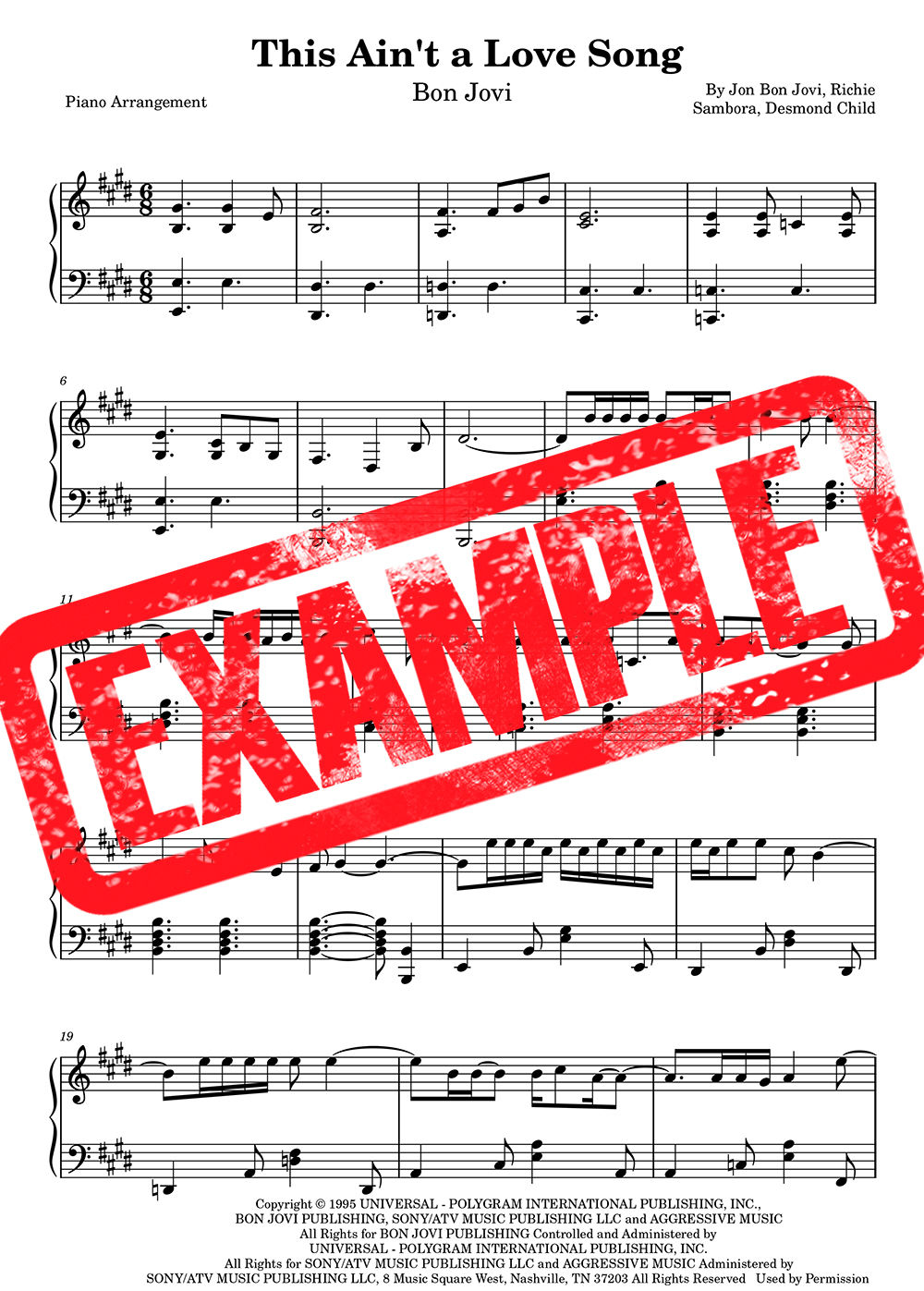 Bon Jovi - This Ain't a Love Songย Sheet Music