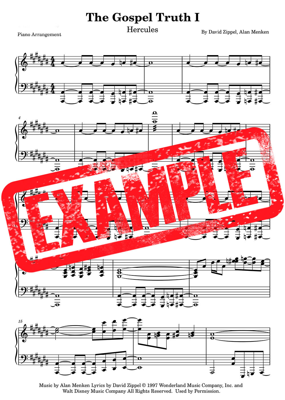 Hercules - The Gospel Truth Sheet Music