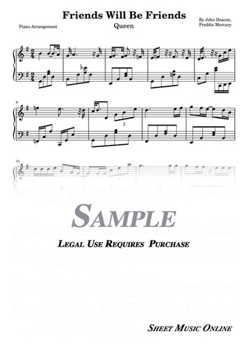 Queen - Friends Will Be Friends Sheet Music | Piano Go Life