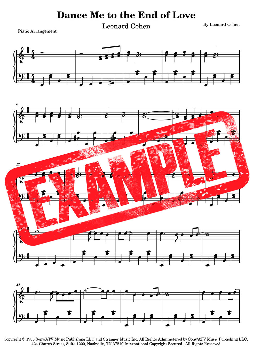 Leonard Cohen - Dance Me to the End of Love Sheet Music