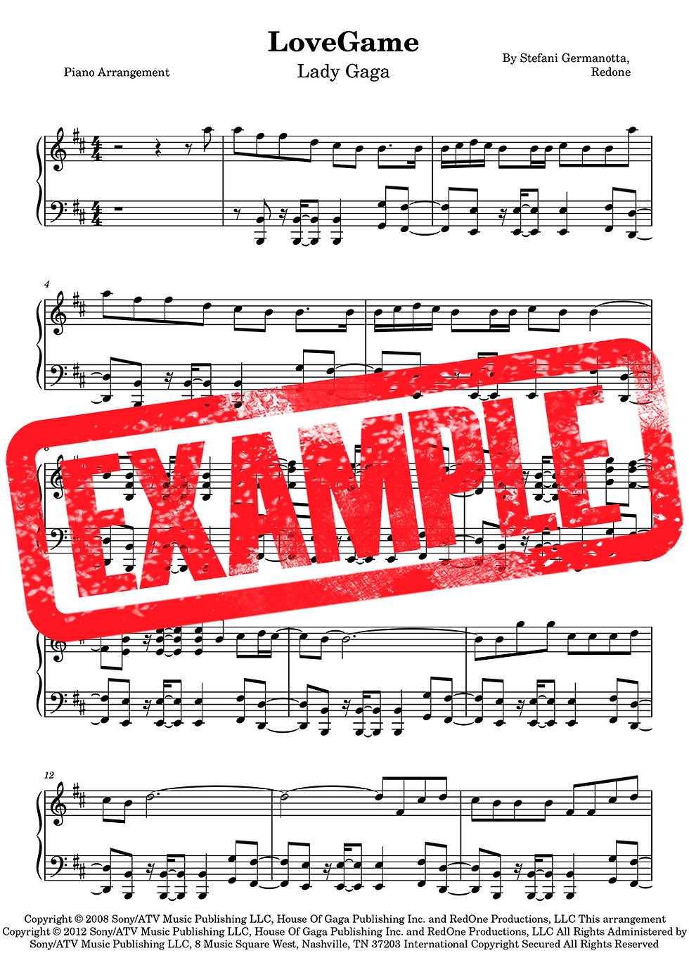 Lady Gaga - LoveGame Sheet Music