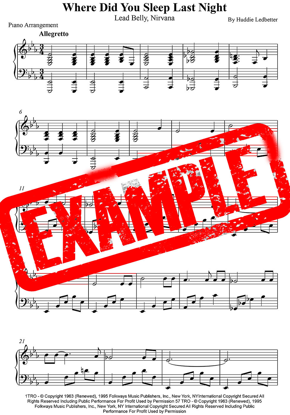 Nirvana - Where Did You Sleep Last Nightย Sheet Music