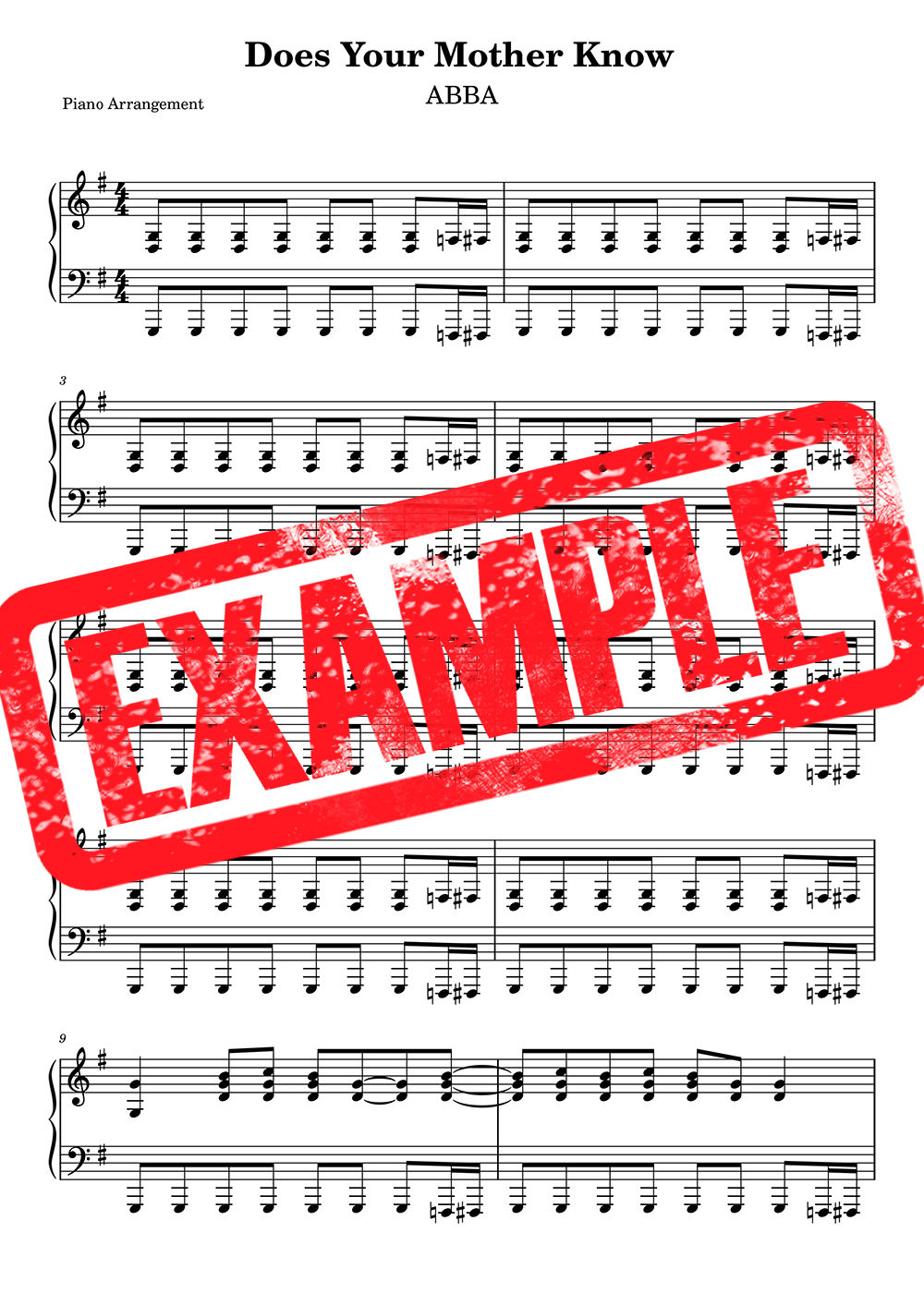 ABBA - Does Your Mother Know Sheet Music