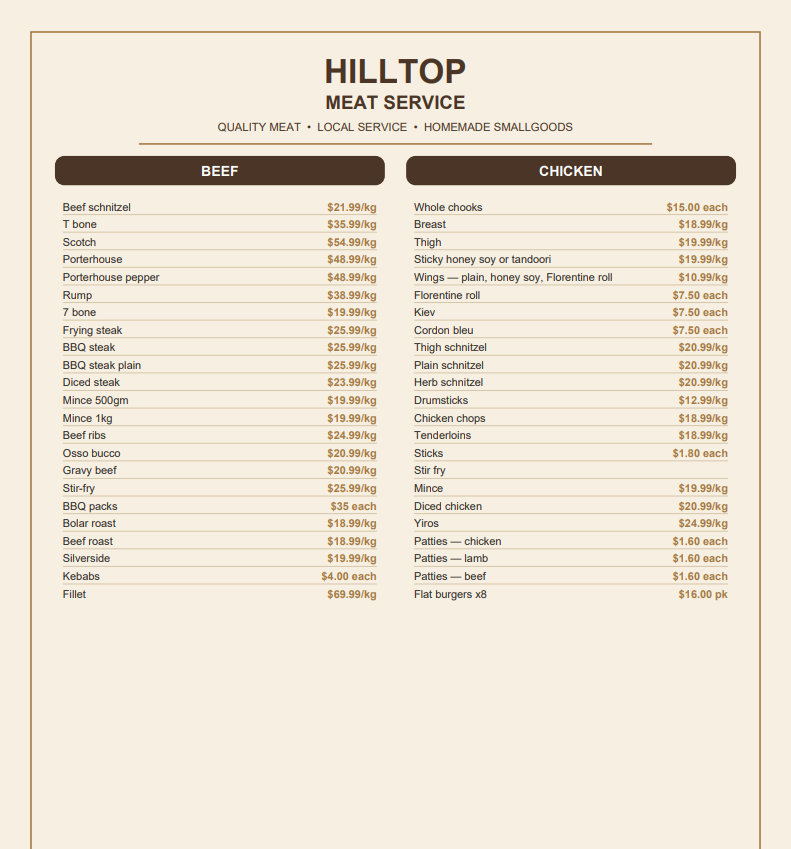 hilltop shop menu 1