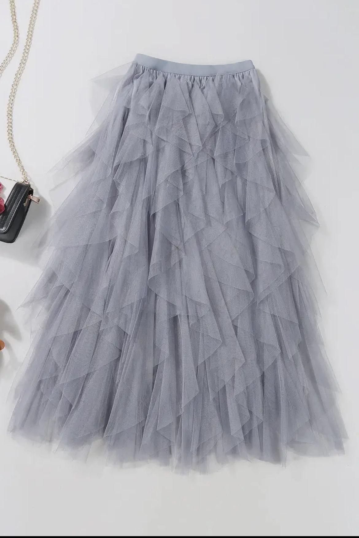 Whisper Mesh Tulle Skirt-Grey