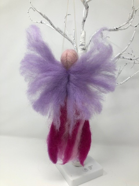 Thumbnail: Needle Felted Fairy in Pink and Purple Stripes