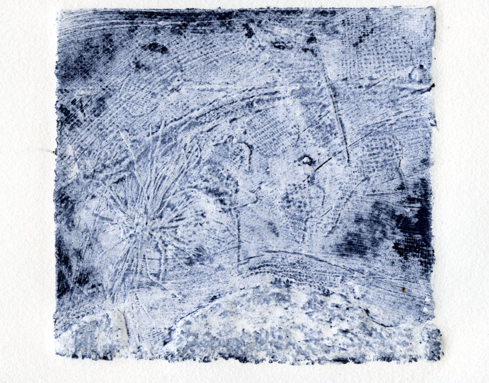 Leila Riker, Untitled, 2022, collagraph print, Rives BFK paper, 5x7" 