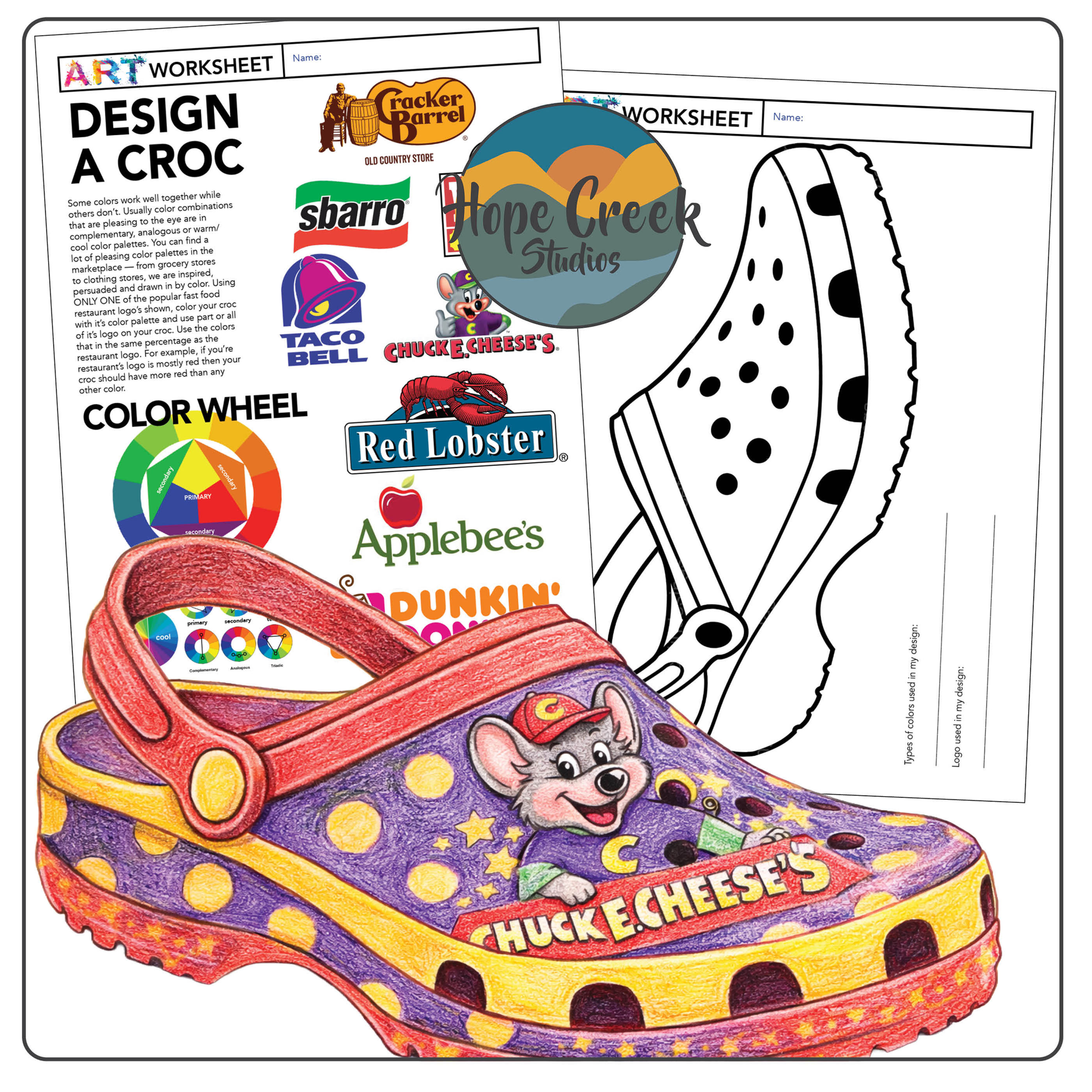 Art Drawing Design Your Own Crocs Shoes Restaurant Food Logo Color Theory