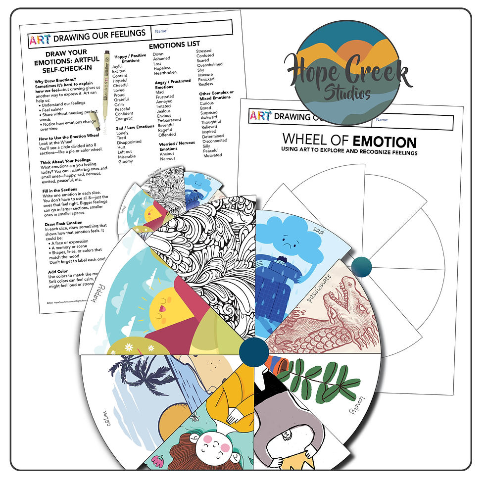 Emotion Feelings Art Draw Color Wheel Circle Therapy Mindfulness Page Worksheet