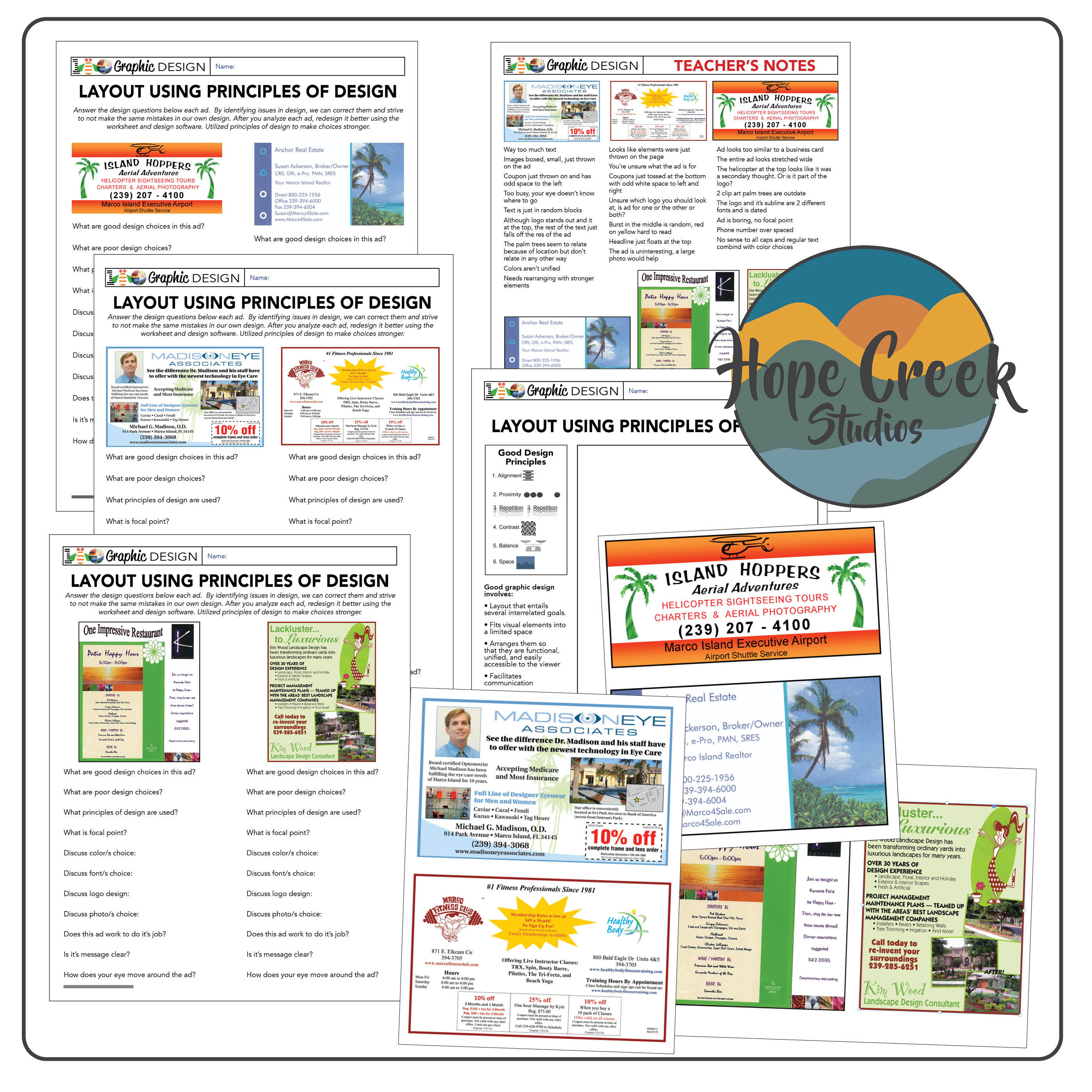 Art Graphic Design Poor Layout & Principles Analysis Worksheet Activity Lesson 2
