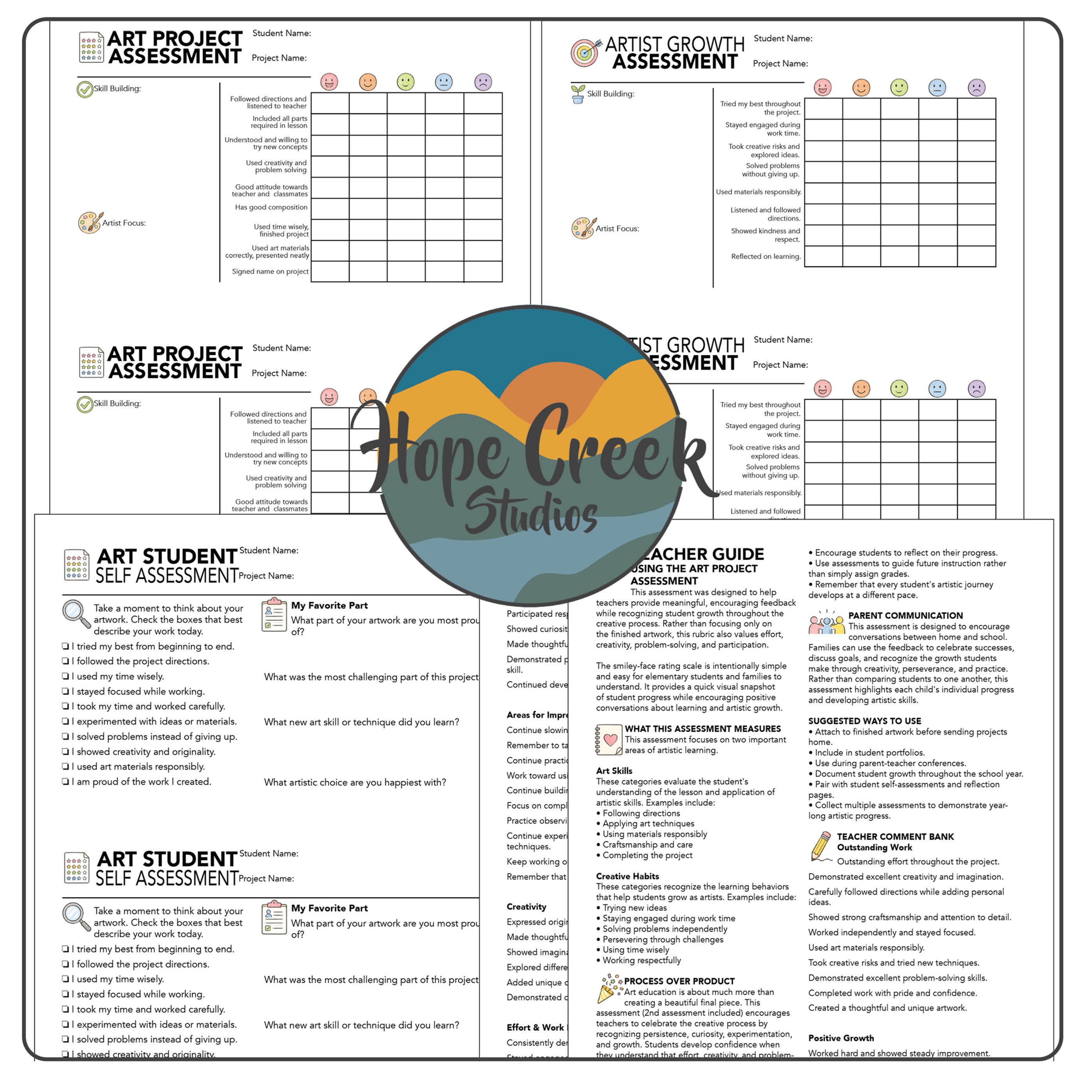 Elementary Art Assessment Rubrics | Student Self Assessment & Reflection Pack