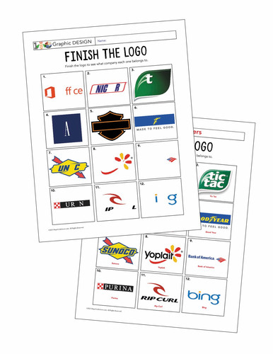 Graphic Art Design Finish the Famous Logo Worksheet Handout Lesson ...