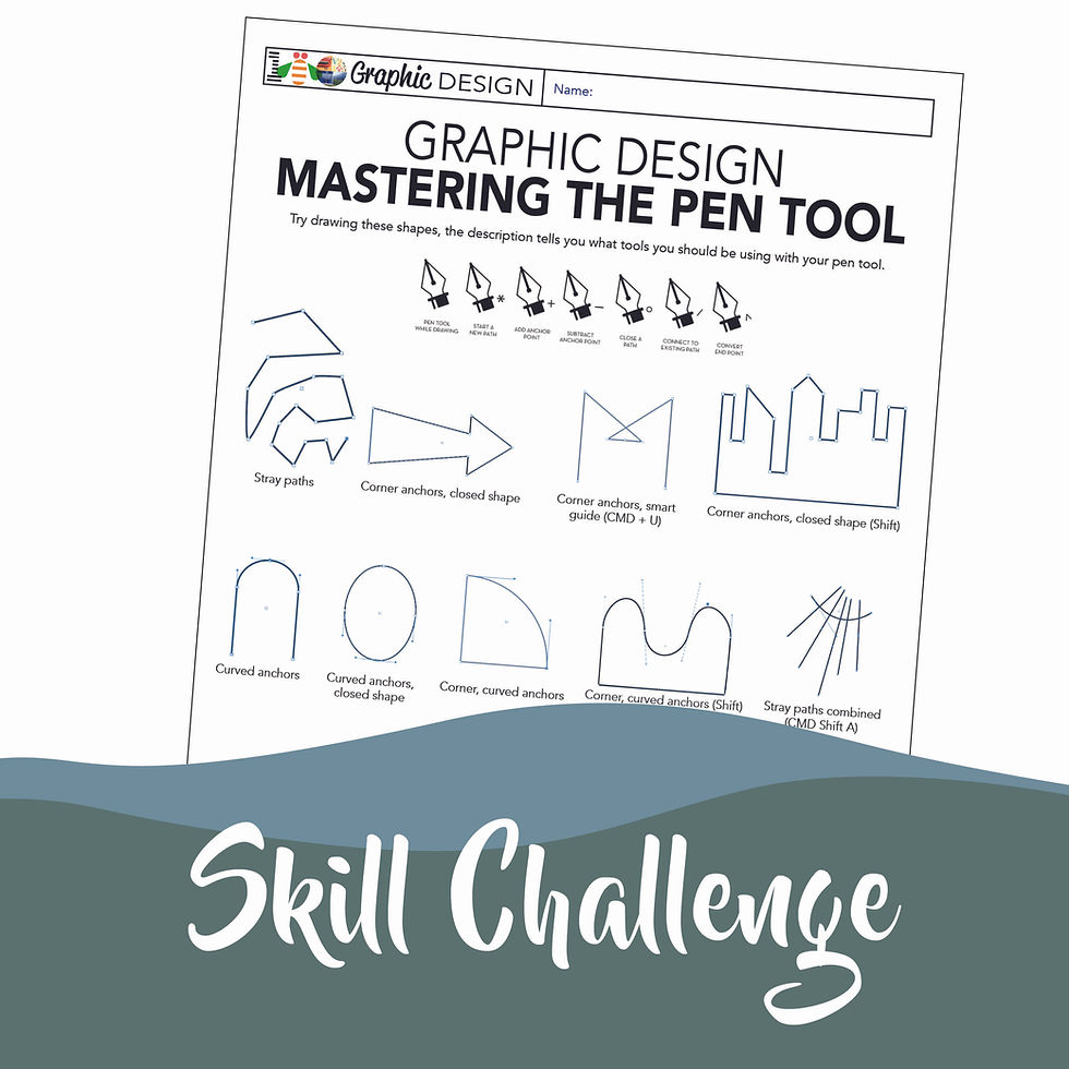 Thumbnail: Art Graphic Design Drawing Pen Tool Skills Challenge Worksheet Excercises Page