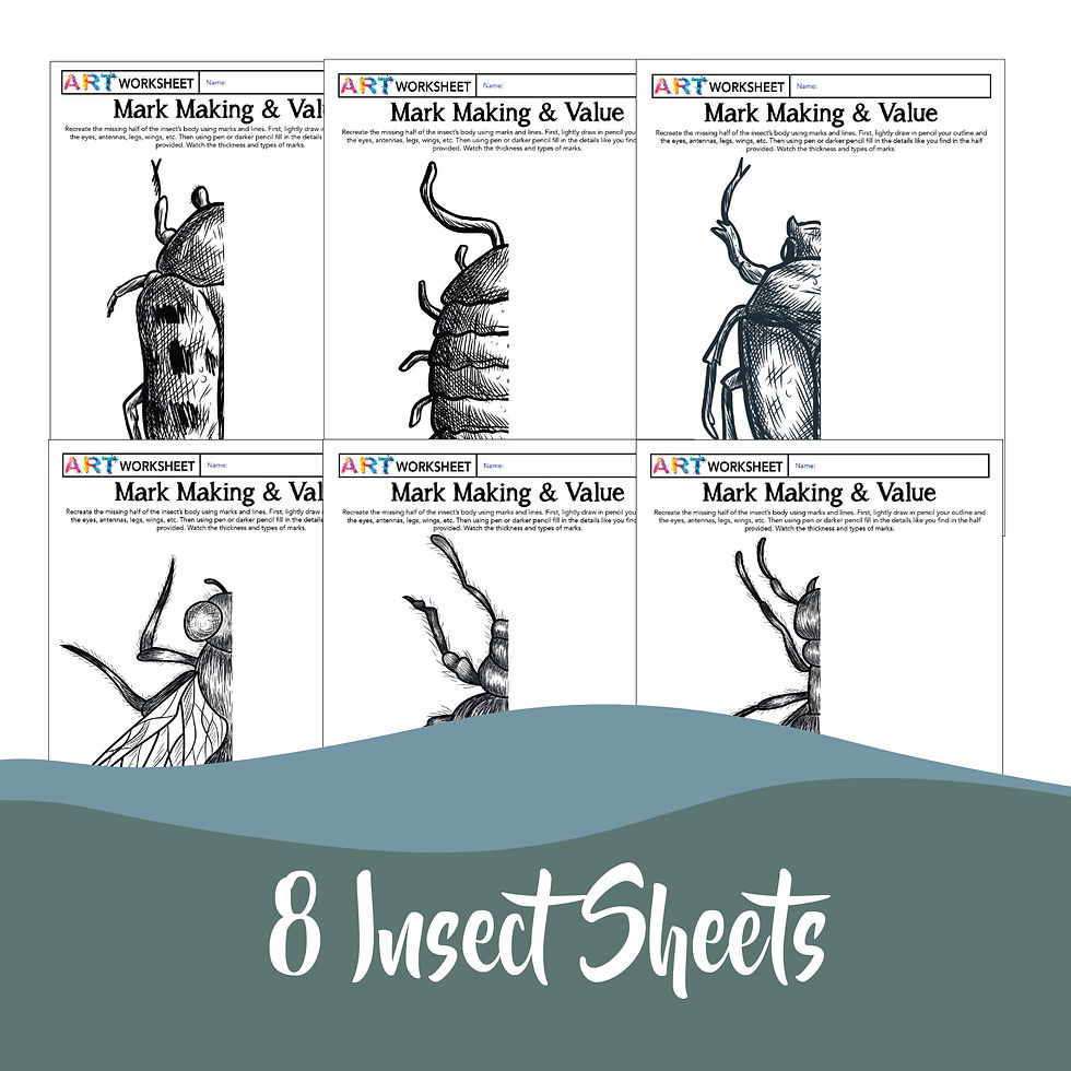 Thumbnail: Art Mark Making Pen & Ink Pencil Drawing Value Worksheet Technique Lessons Sets