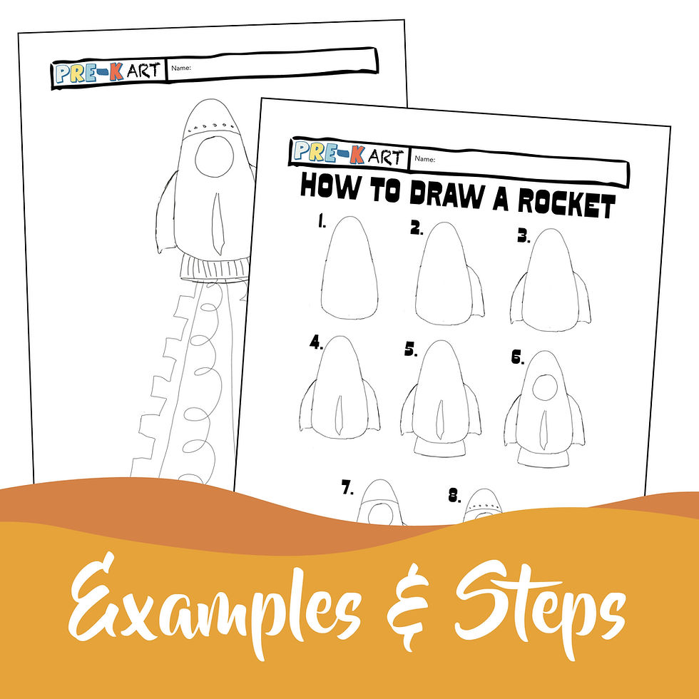 Thumbnail: Preschool Rocket Art Project Space Craft Line Practice Watercolor Kindergarten