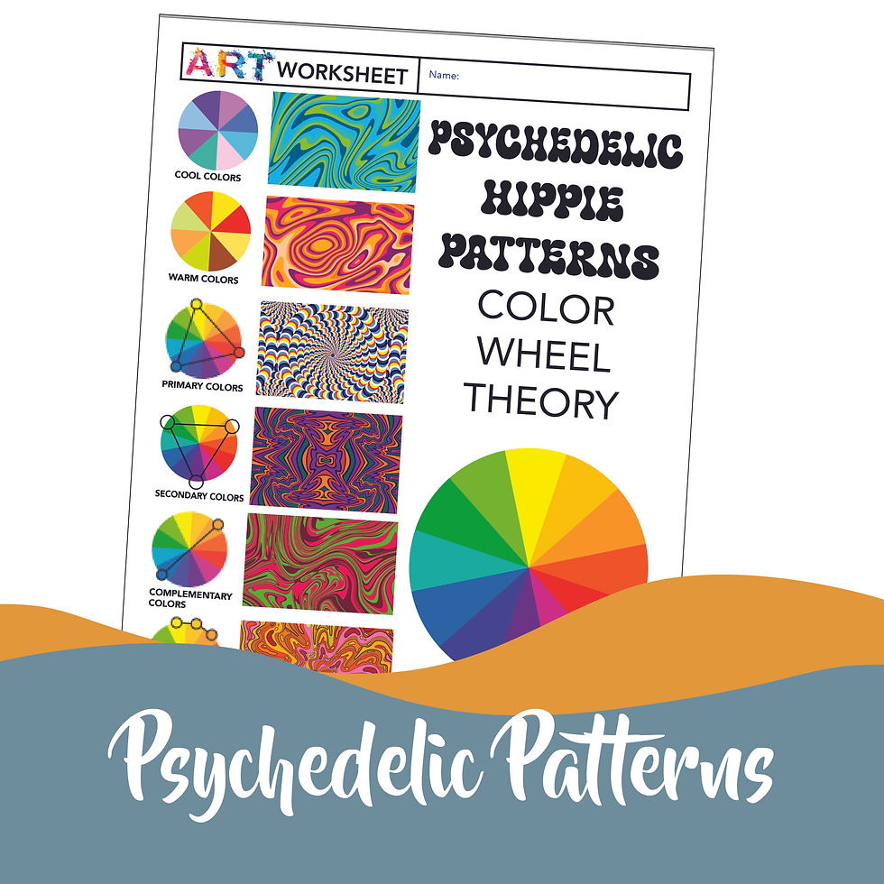 Thumbnail: Art Psychedelic Retro 1960-70's Color Wheel Theory Practice Activity Worksheets