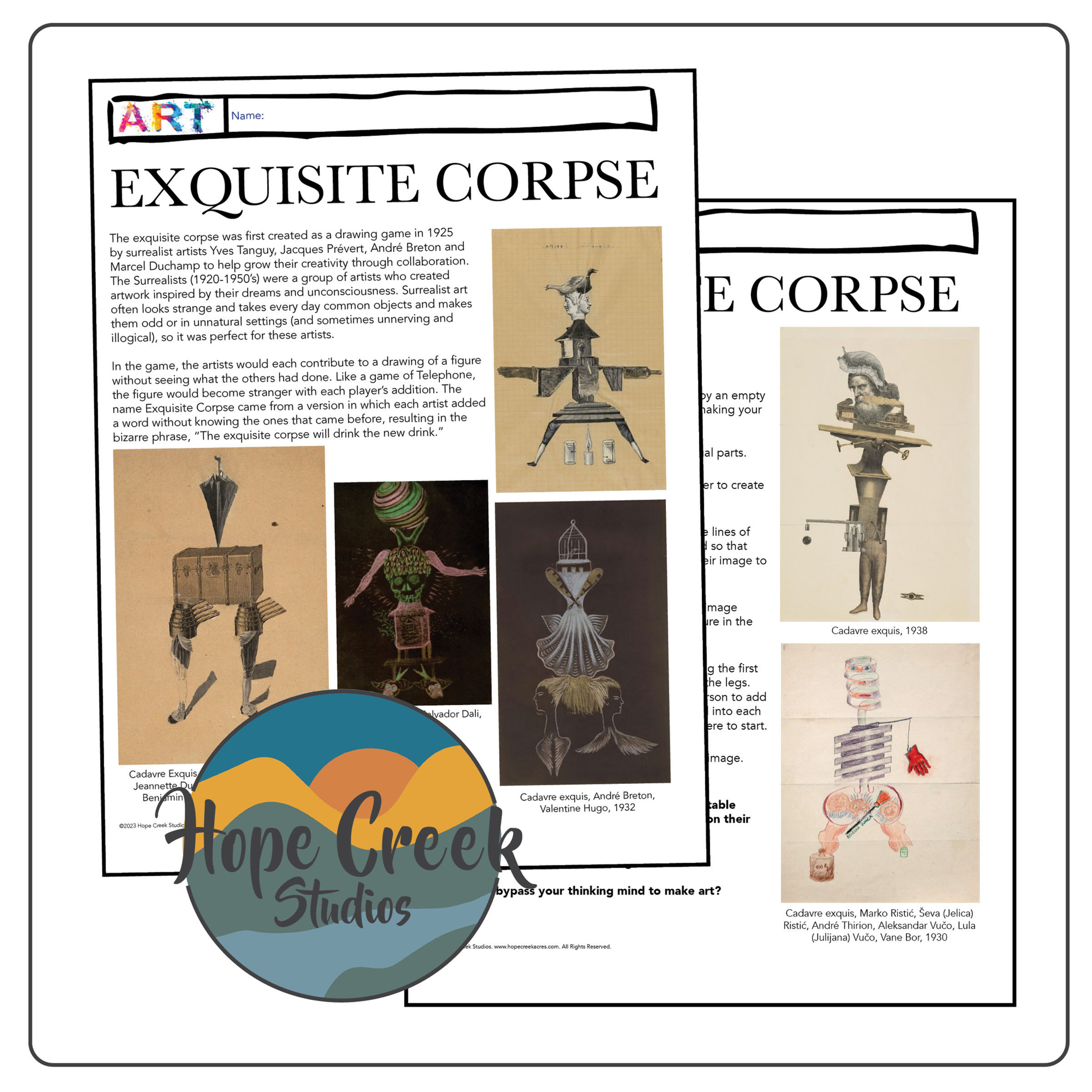 Art History Famous Artist Exquisite Corpse Game History Analysis Instructions
