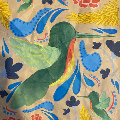 hummingbird amate painting
