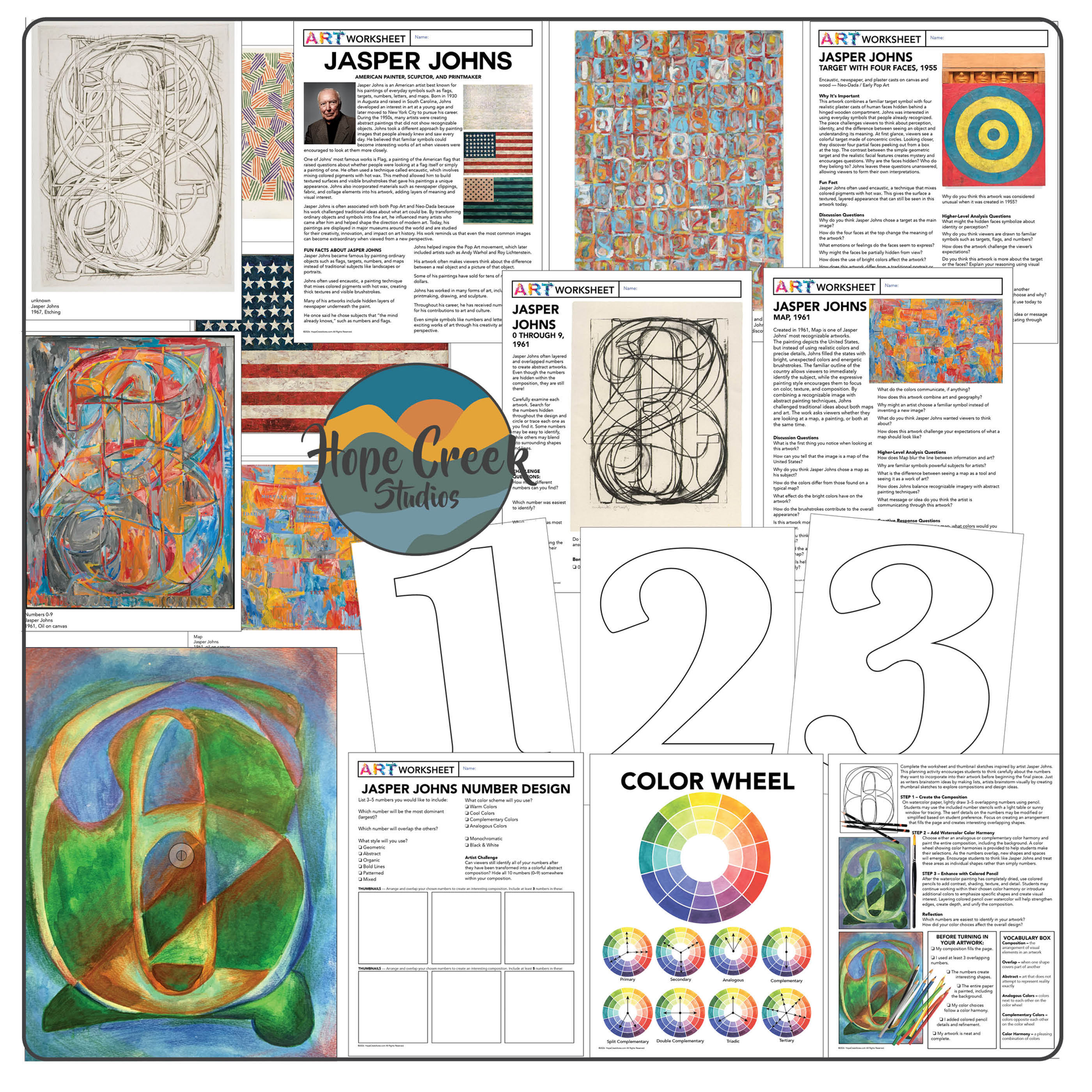 Jasper Johns Art Lesson Paint Collage | Pop Art History Activity Project