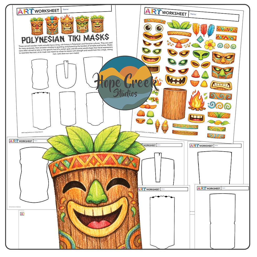 Thumbnail: Art Creative Drawing Polynesian Hawaiian Tiki Mask Worksheet Activity Lesson