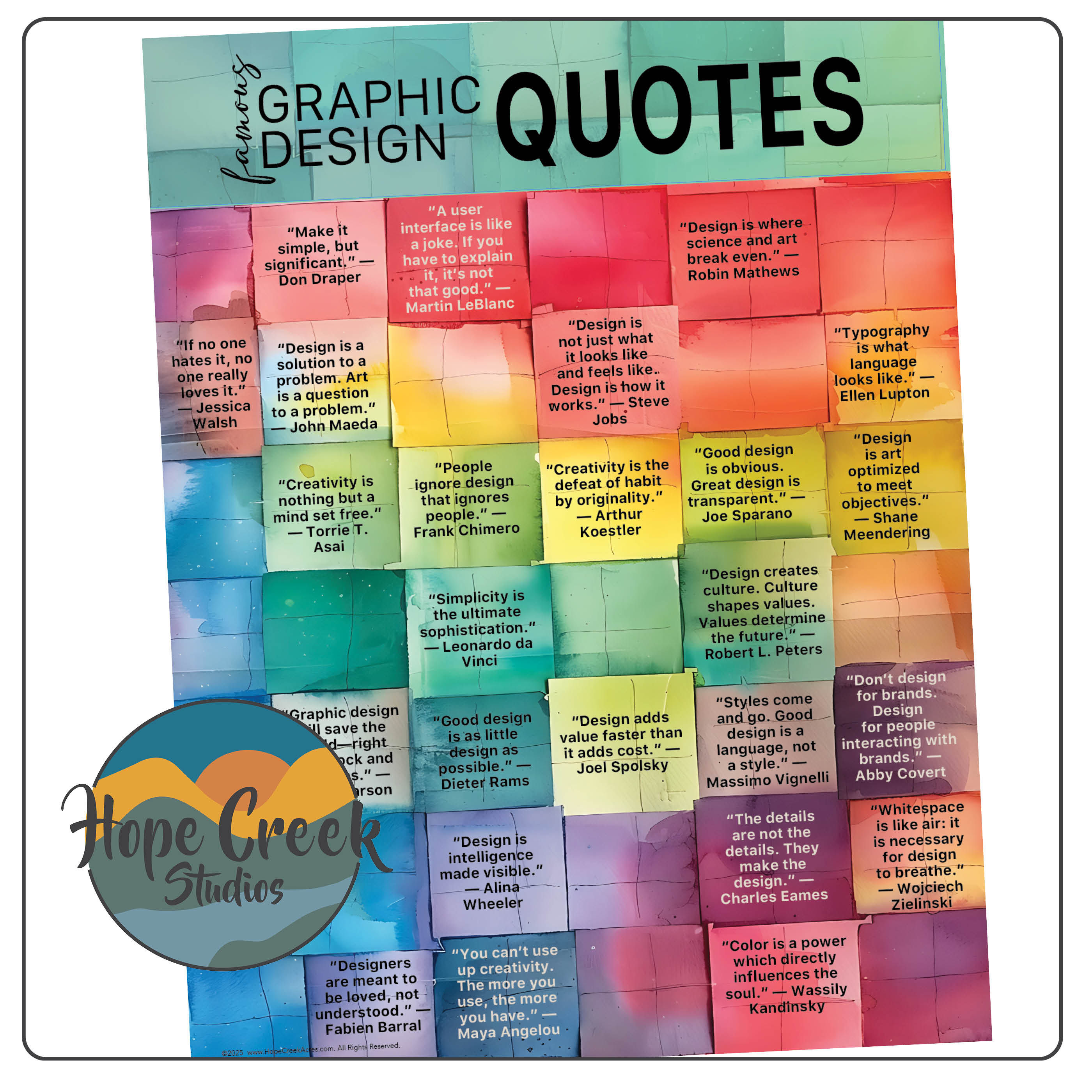 Art Room Classroom Poster Graphic Design Famous Artist Quotes Sayings Page