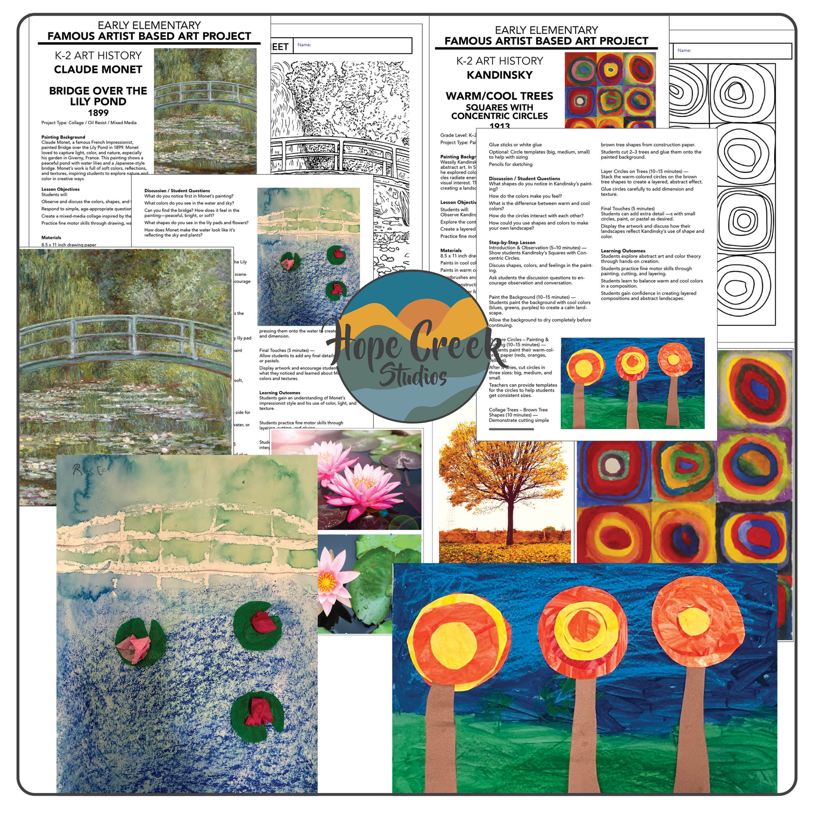 Art History Artist Monet & Kandinsky Projects Early Elementary K-2 Kindergarten