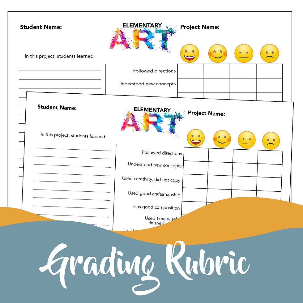 Thumbnail: Printable Preschool Kindergarten Elementary Art Grading Rubric Project Summary