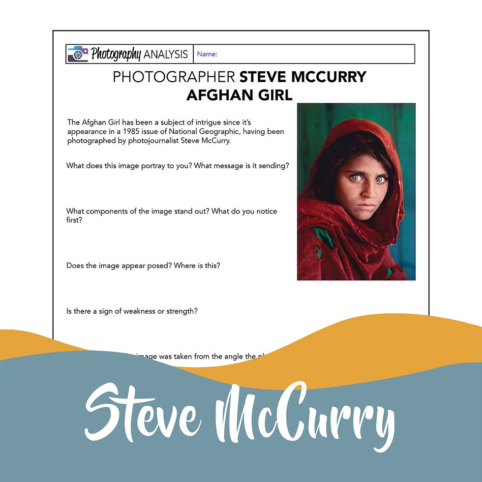 Thumbnail: Art & Photography: Photograph Analysis Steve McCurry "Afghan Girl" Worksheet
