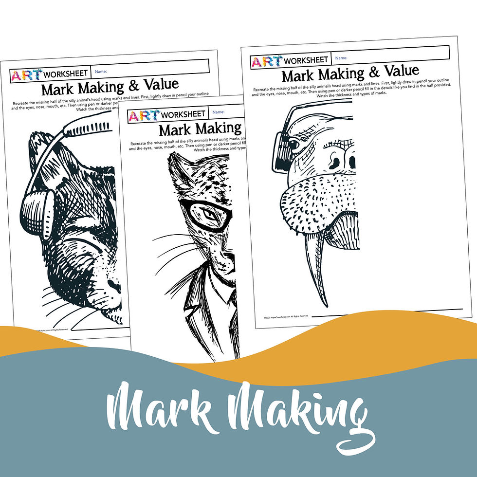 Thumbnail: Art Mark Making Pen & Ink Pencil Drawing Value Symmetry Silly Animal Activity